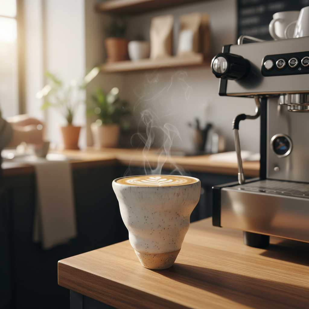 Nyd en varm cremet cafe latte i swirlkruset