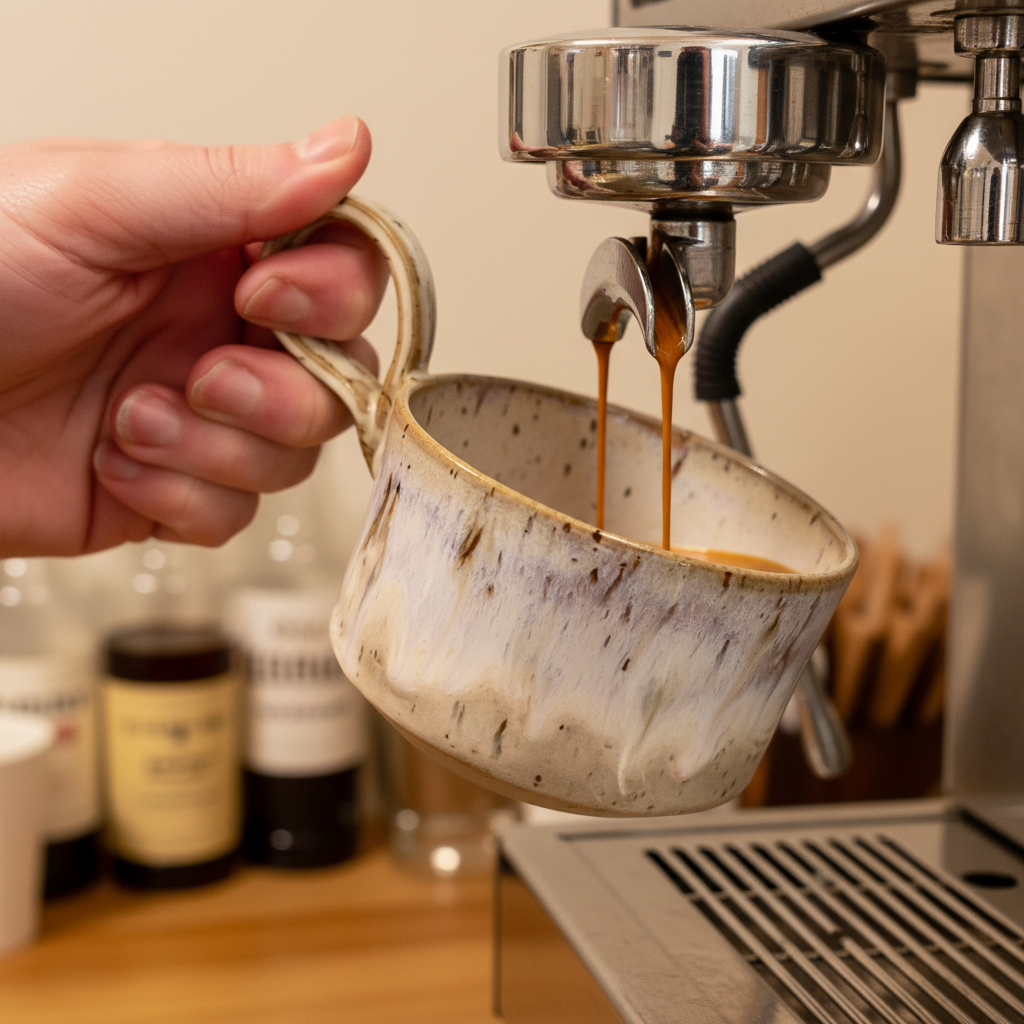 AI image - Håndlavet kop til den gode kop kaffe fra espressomaskinen