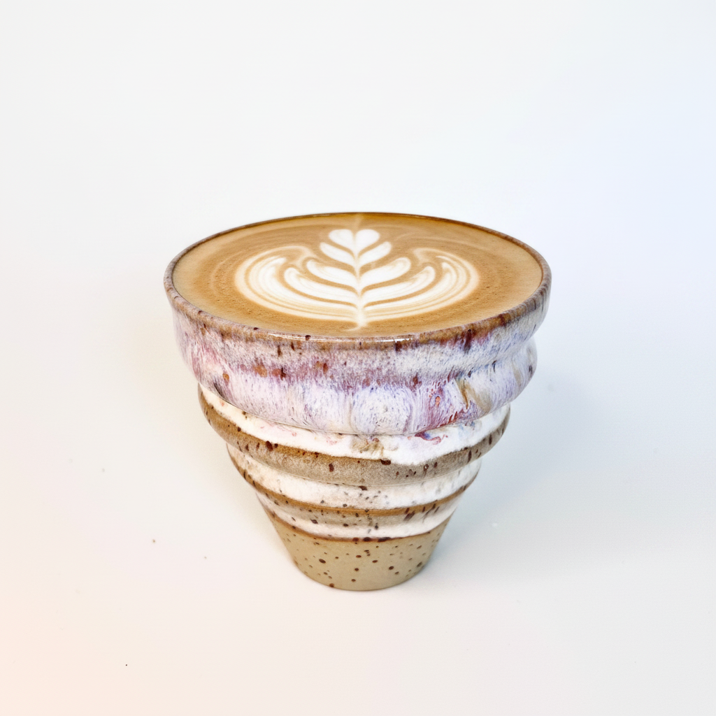 Latte art i et smukt og unikt håndlavet krus 