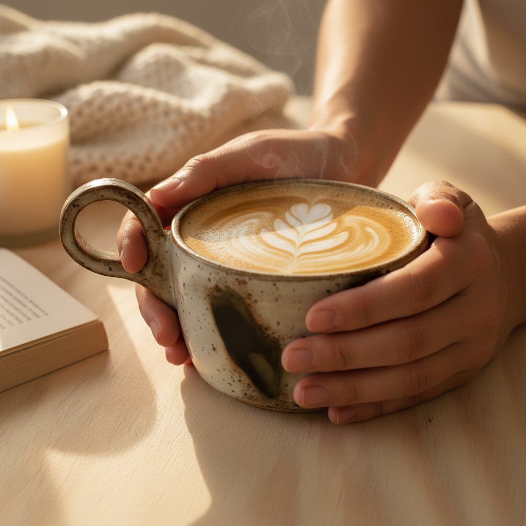 AI image Café latte smager bedre i en håndlavet kop