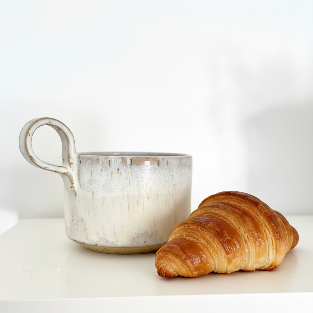 Nyd din morgenmad med en Håndlavet kop AI image